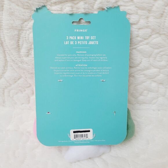 Fringe 3 Piece Mini Dog Toy Feeling Bubbly Plush Champagne Squeaker Crinkle New - Picture 2 of 10